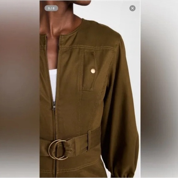 Madewell Olive Green 3/4 Sleeve Belted Jumpsuit coveralls size xs - Picture 5 of 13